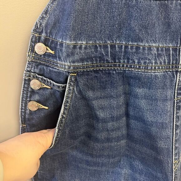 GAP Blue Faded Adjustable Razorback Overalls Pockets and Side Buttons- Medium - Picture 4 of 16